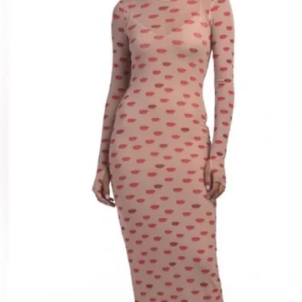 AFRM Pink Patterned Long Sleeve Dress